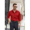 imageCOOFANDY Mens Stretch Dress Shirts Long Sleeve Button Down Shirt Regular Fit Formal Business Wedding ShirtsDeep Red