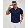 imageCOOFANDY Mens Zipper Polo Shirt Casual Knit Short Sleeve Polo T Shirt Classic Fit ShirtsNavy Bluesolidnew