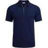 imageCOOFANDY Mens Zipper Polo Shirt Casual Knit Short Sleeve Polo T Shirt Classic Fit ShirtsNavy Bluesolidnew