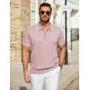 imageCOOFANDY Mens Zipper Polo Shirt Casual Knit Short Sleeve Polo T Shirt Classic Fit ShirtsPinknew