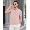 imageCOOFANDY Mens Zipper Polo Shirt Casual Knit Short Sleeve Polo T Shirt Classic Fit ShirtsPinknew