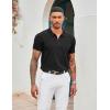 imageCOOFANDY Mens Zipper Polo Shirt Casual Knit Short Sleeve Polo T Shirt Classic Fit ShirtsSolid Black