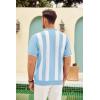 imageCOOFANDY Mens Zipper Polo Shirt Casual Knit Short Sleeve Polo T Shirt Classic Fit ShirtsZstripes  Light Blue  White