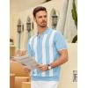 imageCOOFANDY Mens Zipper Polo Shirt Casual Knit Short Sleeve Polo T Shirt Classic Fit ShirtsZstripes  Light Blue  White