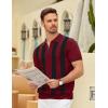imageCOOFANDY Mens Zipper Polo Shirt Casual Knit Short Sleeve Polo T Shirt Classic Fit ShirtsZstripes  Red  Black