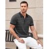 imageCOOFANDY Mens Zipper Polo Shirt Casual Knit Short Sleeve Polo T Shirt Classic Fit ShirtsZstripes Black