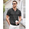 imageCOOFANDY Mens Zipper Polo Shirt Casual Knit Short Sleeve Polo T Shirt Classic Fit ShirtsZstripes Black