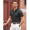 imageCOOFANDY Mens Zipper Polo Shirt Casual Knit Short Sleeve Polo T Shirt Classic Fit ShirtsZstripes Black