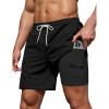 imageCOOFANDY Mens 7 Swim Trunks with Compression Liner Stretch Swimming Shorts with Zipper PocketsBlack