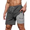 imageCOOFANDY Mens 7 Swim Trunks with Compression Liner Stretch Swimming Shorts with Zipper PocketsDark Grey