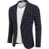 Checkered Blazer - Navy Blue