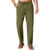 imageCOOFANDY Mens Cotton Linen Pants Lightweight Casual Linen Dress Pants Drawstring Summer Beach TrousersArmy Green