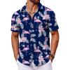imageCOOFANDY Mens Hawaiian Shirt Short Sleeve Button Down Shirts Tropical Floral Summer Beach ShirtsBlue  Flamingo