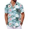 imageCOOFANDY Mens Hawaiian Shirt Short Sleeve Button Down Shirts Tropical Floral Summer Beach ShirtsLight Aqua  Tropical Floral