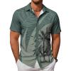 imageCOOFANDY Mens Hawaiian Shirts Short Sleeve Button Down Aloha Shirt Casual Beach ClothesDark Green Palm Tree