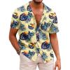 imageCOOFANDY Mens Hawaiian Shirts Short Sleeve Casual Button Down Tropical Beach ShirtLight Yellow  Navy Blue