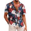 imageCOOFANDY Mens Hawaiian Shirts Short Sleeve Casual Button Down Tropical Beach ShirtWine Red  Black