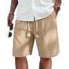 imageCOOFANDY Mens Linen Shorts Casual 9 7 Elastic Waist Drawstring Summer Beach Shorts1 Dark Khaki