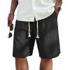 imageCOOFANDY Mens Linen Shorts Casual 9 7 Elastic Waist Drawstring Summer Beach ShortsBlack