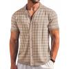 imageCOOFANDY Mens Short Sleeve Knit Shirt Casual Button Down Shirt Vintage Striped Knitted Golf Beach TopsTz389
