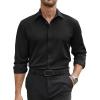 imageCOOFANDY Mens Stretch Dress Shirts Long Sleeve Button Down Shirt Regular Fit Formal Business Wedding ShirtsA Black