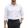 imageCOOFANDY Mens Stretch Dress Shirts Long Sleeve Button Down Shirt Regular Fit Formal Business Wedding ShirtsA White