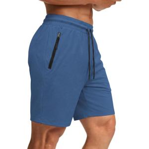 imageCOOFANDY Mens Gym Workout Shorts Quick Dry Athletic LooseFit Lightweight Running Shorts with Zipper PocketsDark Blue