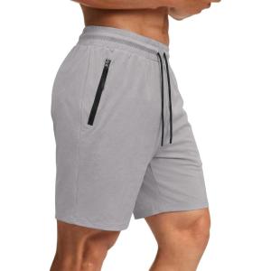 imageCOOFANDY Mens Gym Workout Shorts Quick Dry Athletic LooseFit Lightweight Running Shorts with Zipper PocketsQuiet Gray
