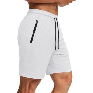 imageCOOFANDY Mens Gym Workout Shorts Quick Dry Athletic LooseFit Lightweight Running Shorts with Zipper PocketsWhite