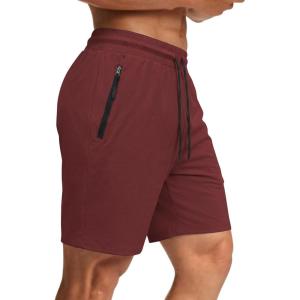 imageCOOFANDY Mens Gym Workout Shorts Quick Dry Athletic LooseFit Lightweight Running Shorts with Zipper PocketsWine Red