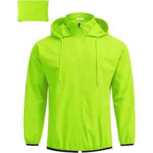 imageCOOFANDY Mens Light Rain Jacket with Hood Packable Waterproof Raincoat Golf Rain Gear Travel Hiking WindbreakerGreen