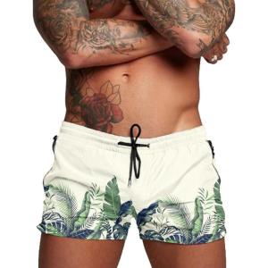imageCOOFANDY Mens Swim Trunk Quick Dry Swimwear Mesh Lining Bathing Suit Swimsuit Board Beach Sport ShortGreen Leaves