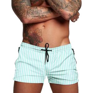 imageCOOFANDY Mens Swim Trunk Quick Dry Swimwear Mesh Lining Bathing Suit Swimsuit Board Beach Sport ShortGreen White Stripe