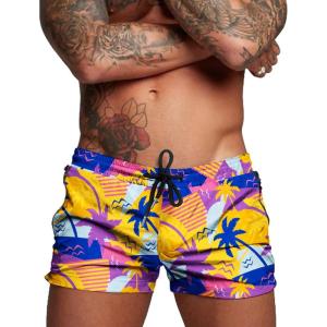 imageCOOFANDY Mens Swim Trunk Quick Dry Swimwear Mesh Lining Bathing Suit Swimsuit Board Beach Sport ShortOrange Coconut Tree