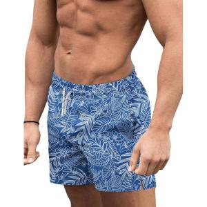 imageCOOFANDY Mens Swim Trunks Quick Dry Board Shorts Swimsuit Swimwear Bathing SuitP Blue Leaf