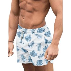 imageCOOFANDY Mens Swim Trunks Quick Dry Board Shorts Swimsuit Swimwear Bathing SuitP White Palm Leaf