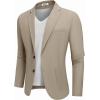 imageCOOFANDY Mens Casual Blazer Jacket Slim Fit Two Button Suit Jackets Lightweight Knit Sport CoatKhaki