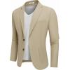 imageCOOFANDY Mens Casual Blazer Jacket Slim Fit Two Button Suit Jackets Lightweight Knit Sport CoatLight Khaki