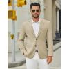 imageCOOFANDY Mens Casual Blazer Jacket Slim Fit Two Button Suit Jackets Lightweight Knit Sport CoatLight Khaki