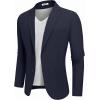 imageCOOFANDY Mens Casual Blazer Jacket Slim Fit Two Button Suit Jackets Lightweight Knit Sport CoatNavy Blue
