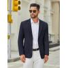 imageCOOFANDY Mens Casual Blazer Jacket Slim Fit Two Button Suit Jackets Lightweight Knit Sport CoatNavy Blue
