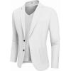 imageCOOFANDY Mens Casual Blazer Jacket Slim Fit Two Button Suit Jackets Lightweight Knit Sport CoatWhite