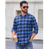 imageCOOFANDY Mens Casual Long Sleeve Button Up Plaid Flannel Shirt Jacket with PocketBuffalo Black Blue