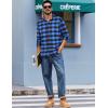 imageCOOFANDY Mens Casual Long Sleeve Button Up Plaid Flannel Shirt Jacket with PocketBuffalo Black Blue