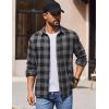 imageCOOFANDY Mens Casual Long Sleeve Button Up Plaid Flannel Shirt Jacket with PocketBuffalo Black Gray