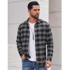 imageCOOFANDY Mens Casual Long Sleeve Button Up Plaid Flannel Shirt Jacket with PocketBuffalo Black Gray