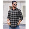 imageCOOFANDY Mens Casual Long Sleeve Button Up Plaid Flannel Shirt Jacket with PocketBuffalo Black Gray