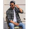 imageCOOFANDY Mens Casual Long Sleeve Button Up Plaid Flannel Shirt Jacket with PocketBuffalo Black Gray