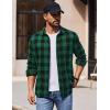 imageCOOFANDY Mens Casual Long Sleeve Button Up Plaid Flannel Shirt Jacket with PocketBuffalo Black Green