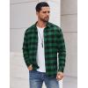 imageCOOFANDY Mens Casual Long Sleeve Button Up Plaid Flannel Shirt Jacket with PocketBuffalo Black Green